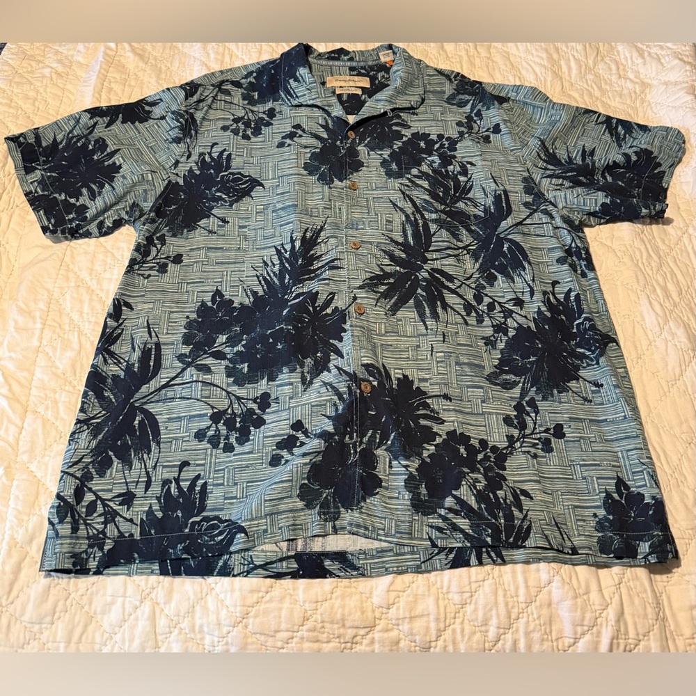 Tommy Bahama Bamboo Island 100% Silk Button-Up Shirt